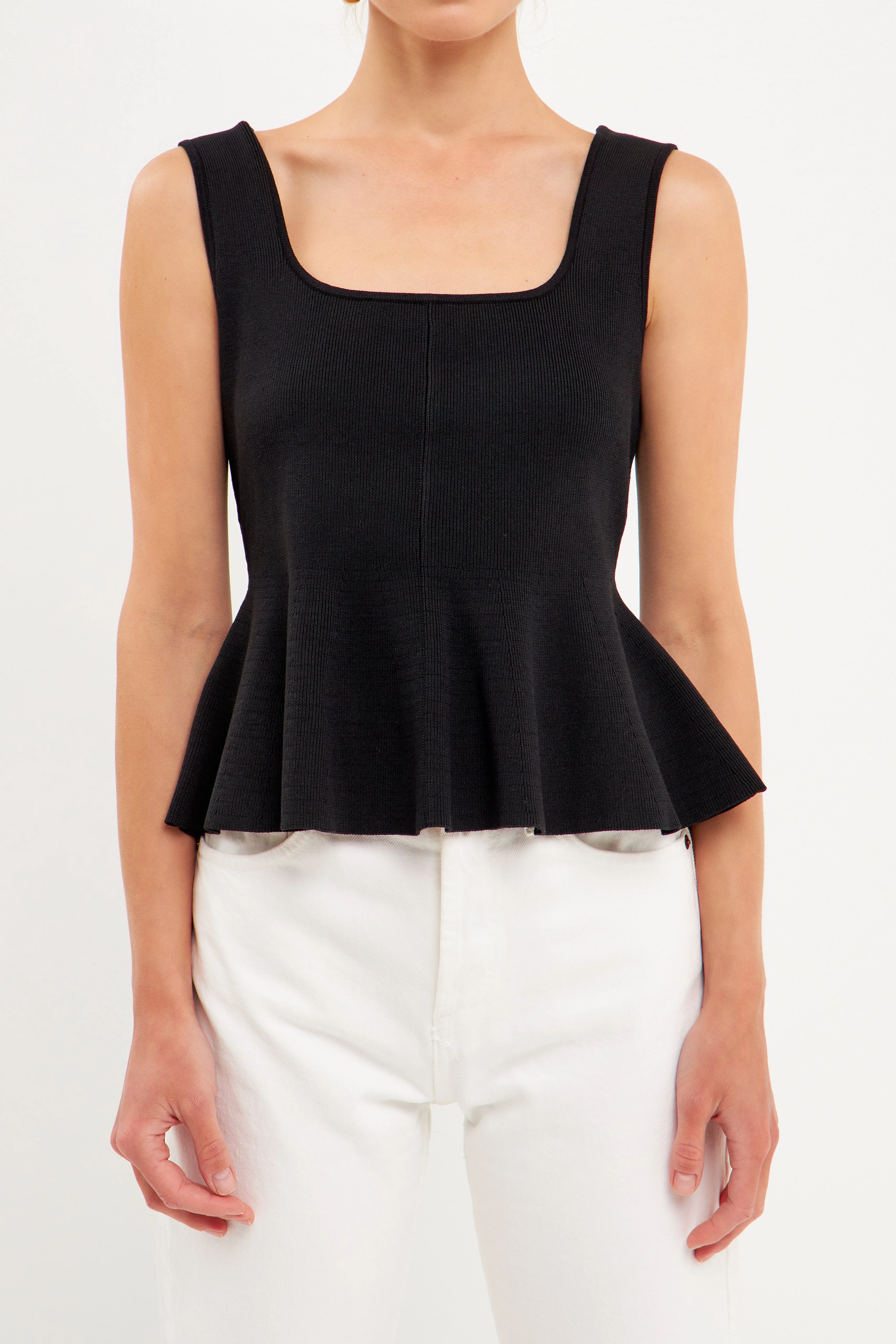 Flare Detail Knit Tank Top