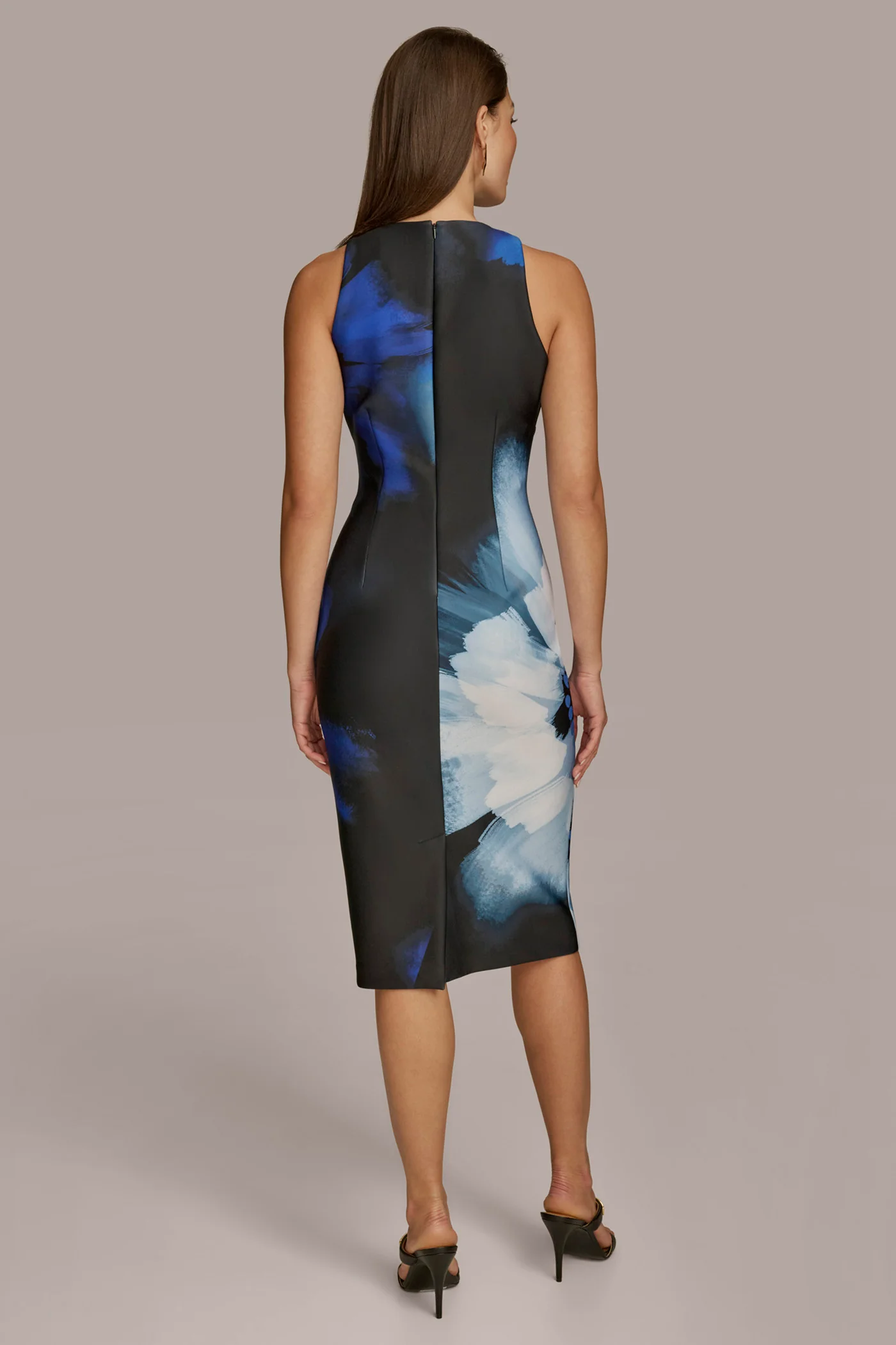 ABSTRACT SCUBA MIDI SHEATH DRESS