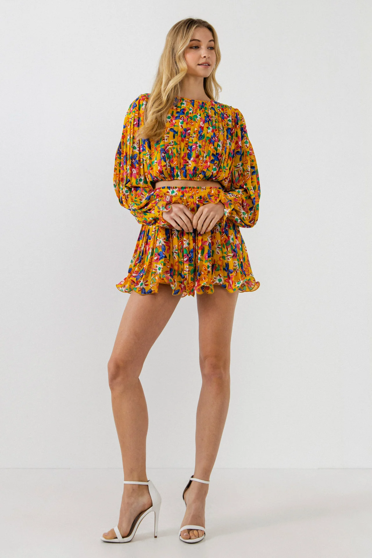 Floral Pleated Mini Skirt