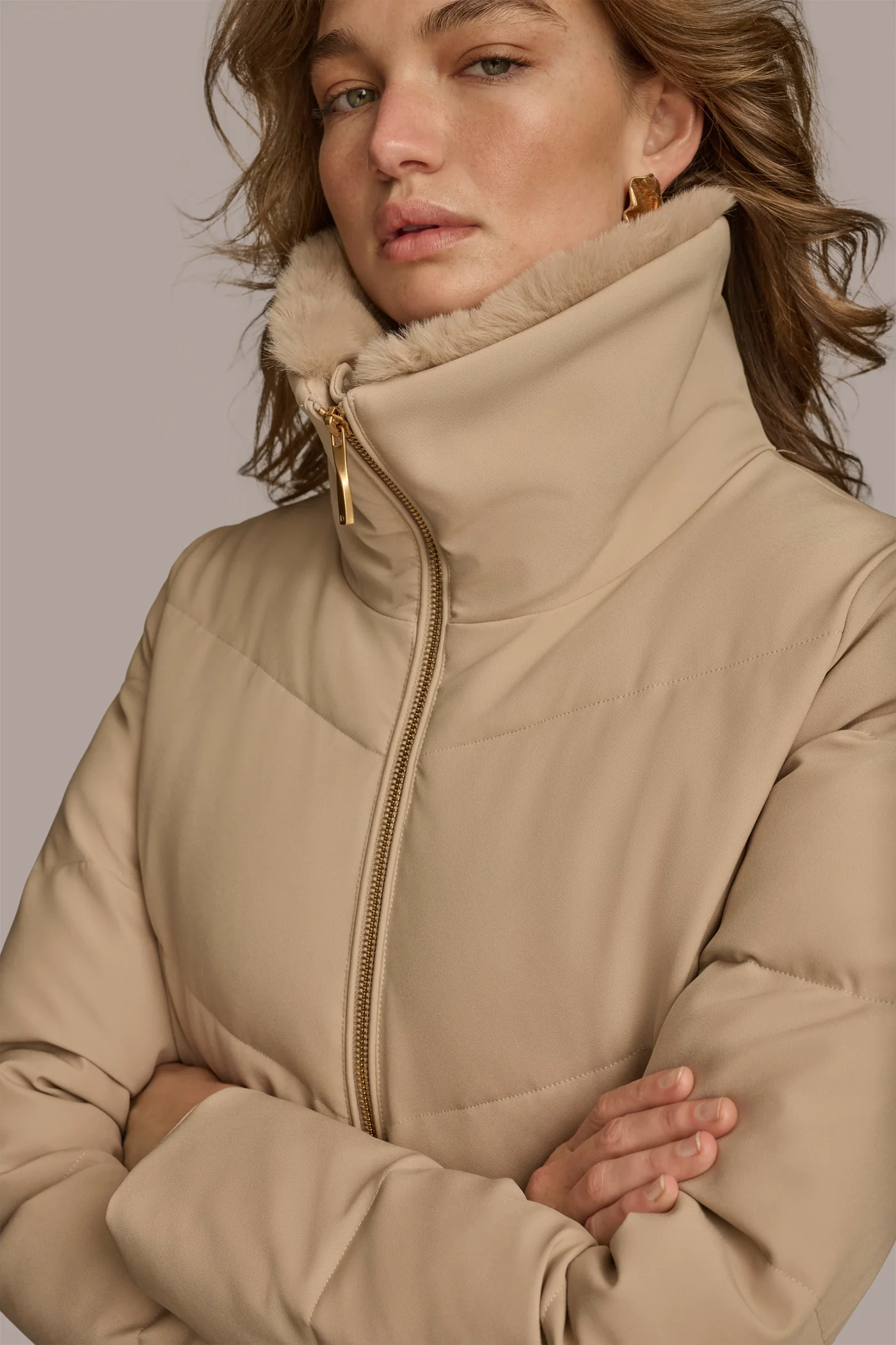 Walker Puffer Coat with Faux Fur Trim