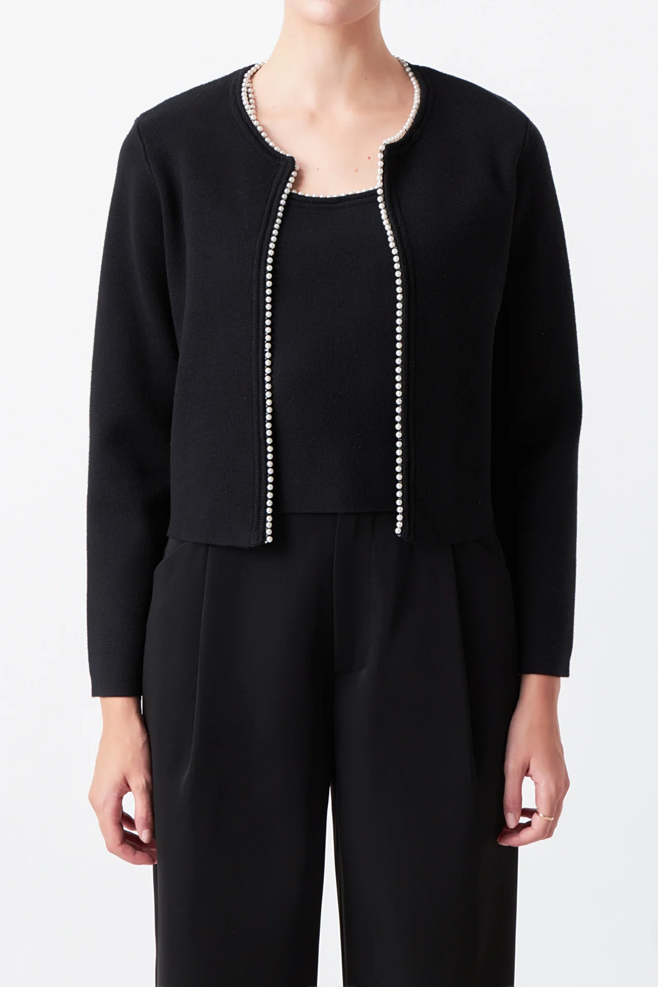 Pearl Trim Knit Cardigan