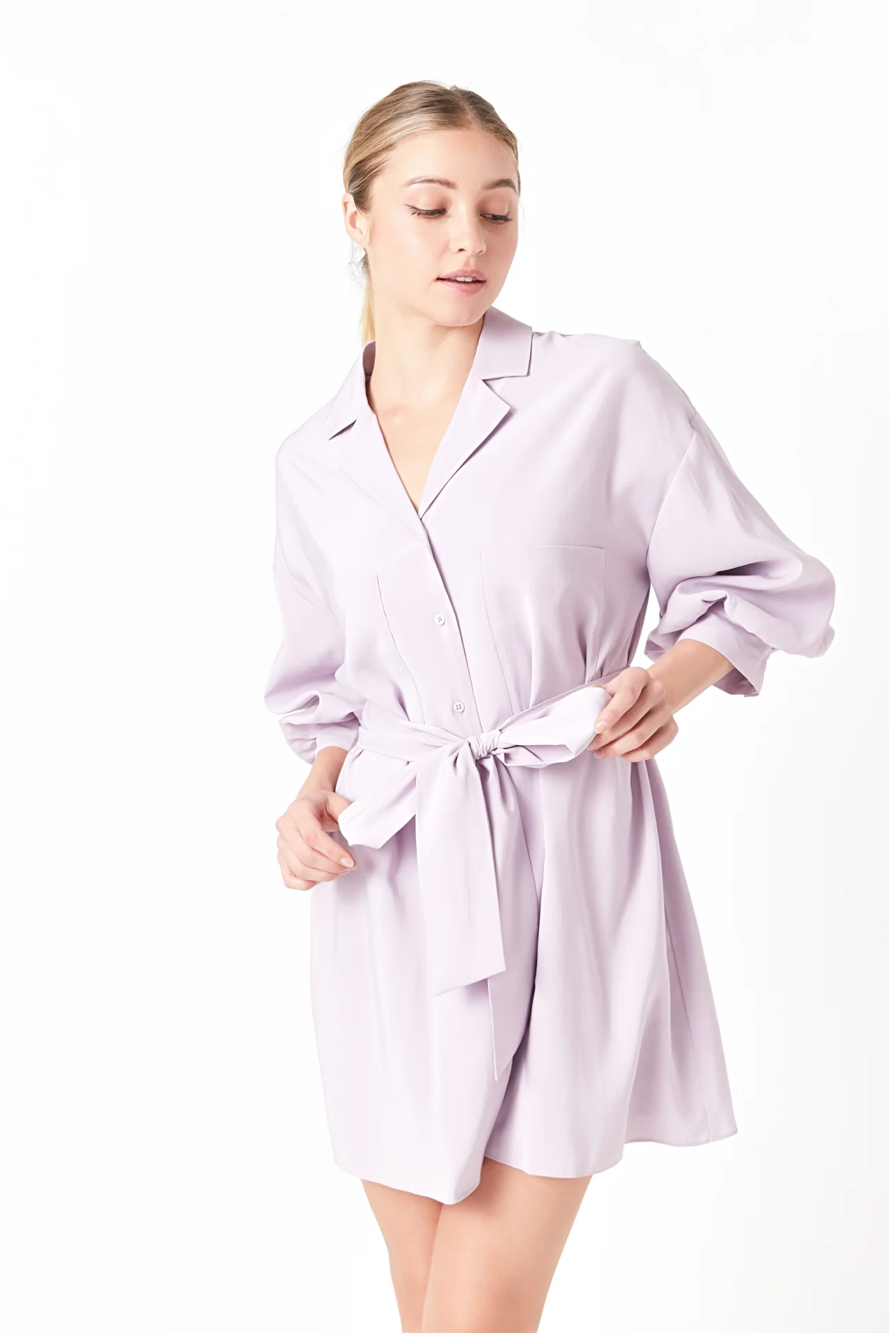 Belted Mini Shirt Dress