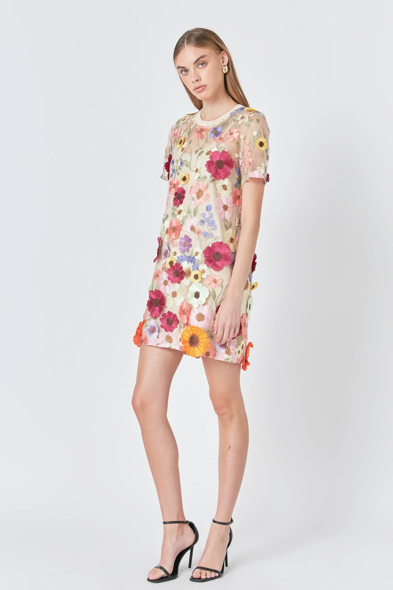 Floral Applique Mini Dress