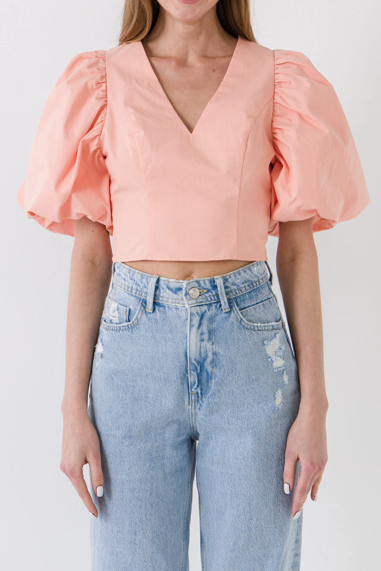 Exaggerated Sleeve Crop Top