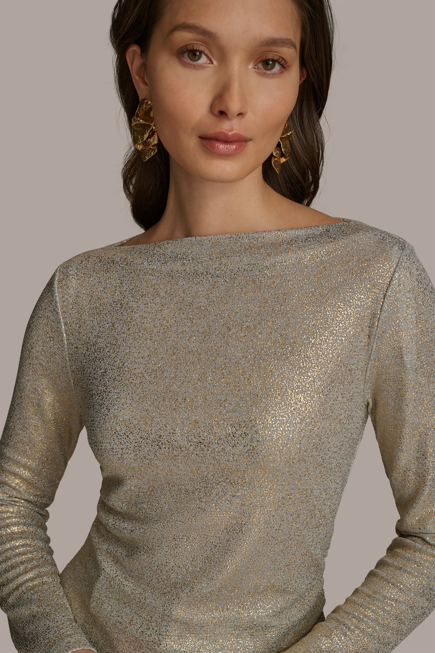 FOIL BOAT NECK TOP