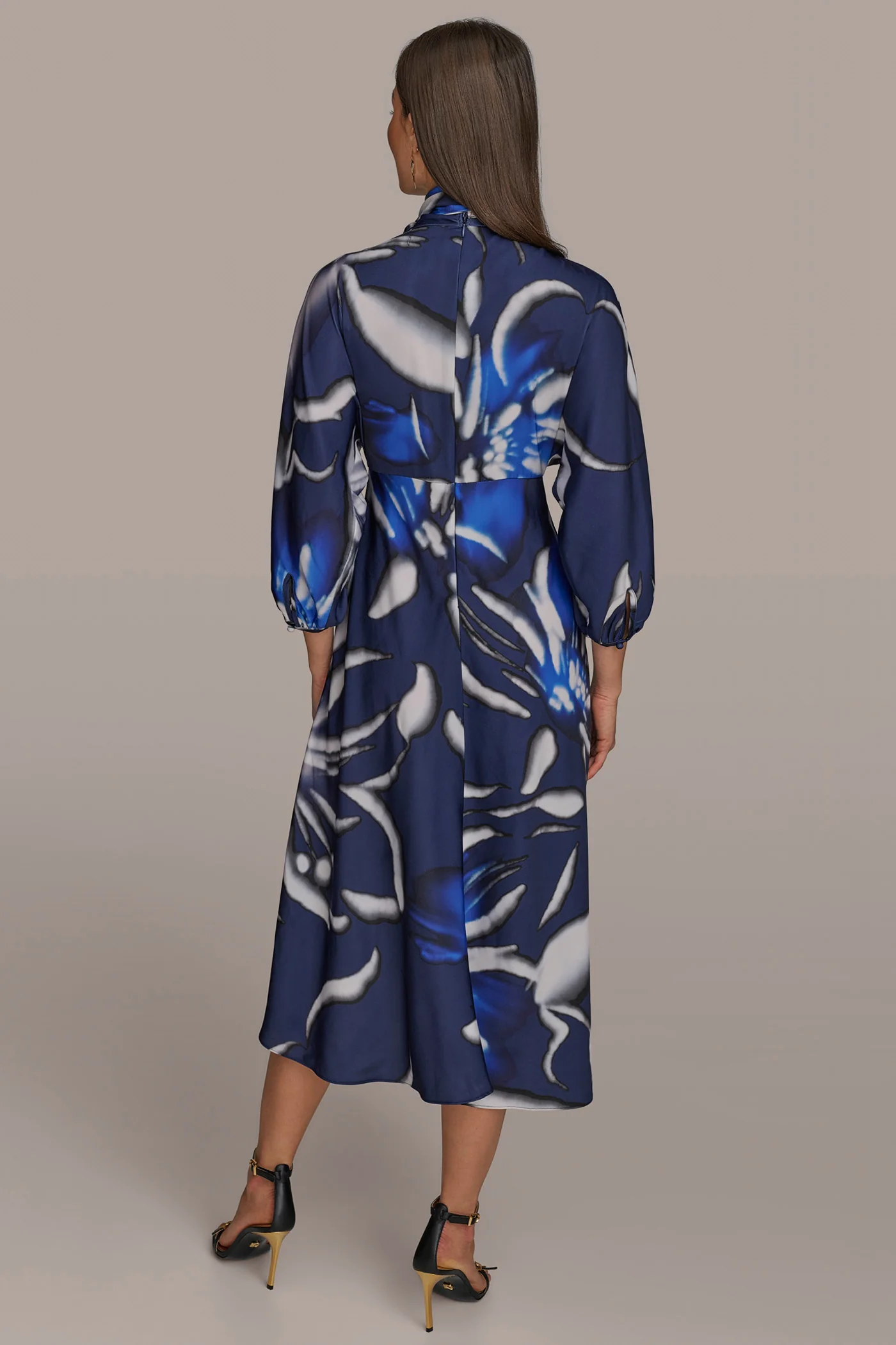 TIE NECK A LINE DRESS