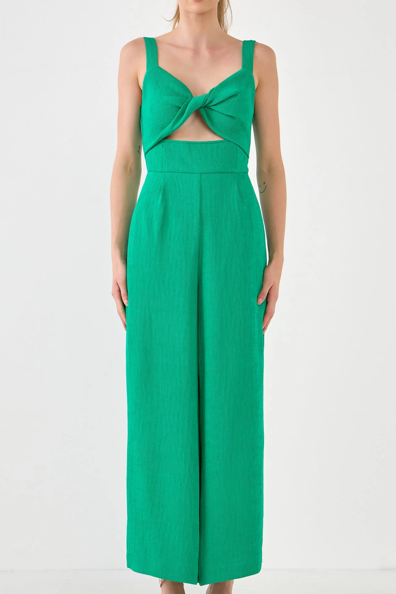 Soft Touch Plisse Twist Jumpsuit