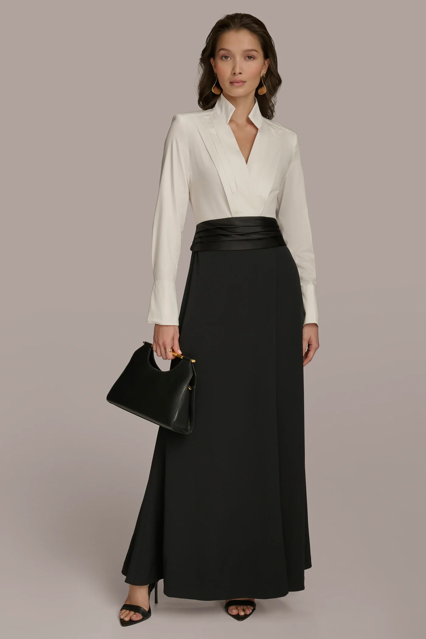 TUXEDO GOWN WITH FRENCH CUFFS