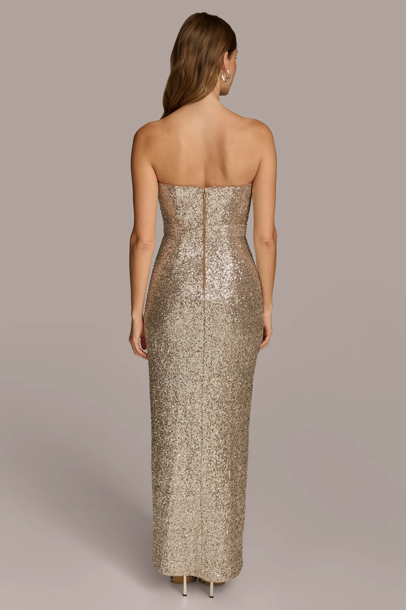 SWEETHEART NECK SEQUIN GOWN