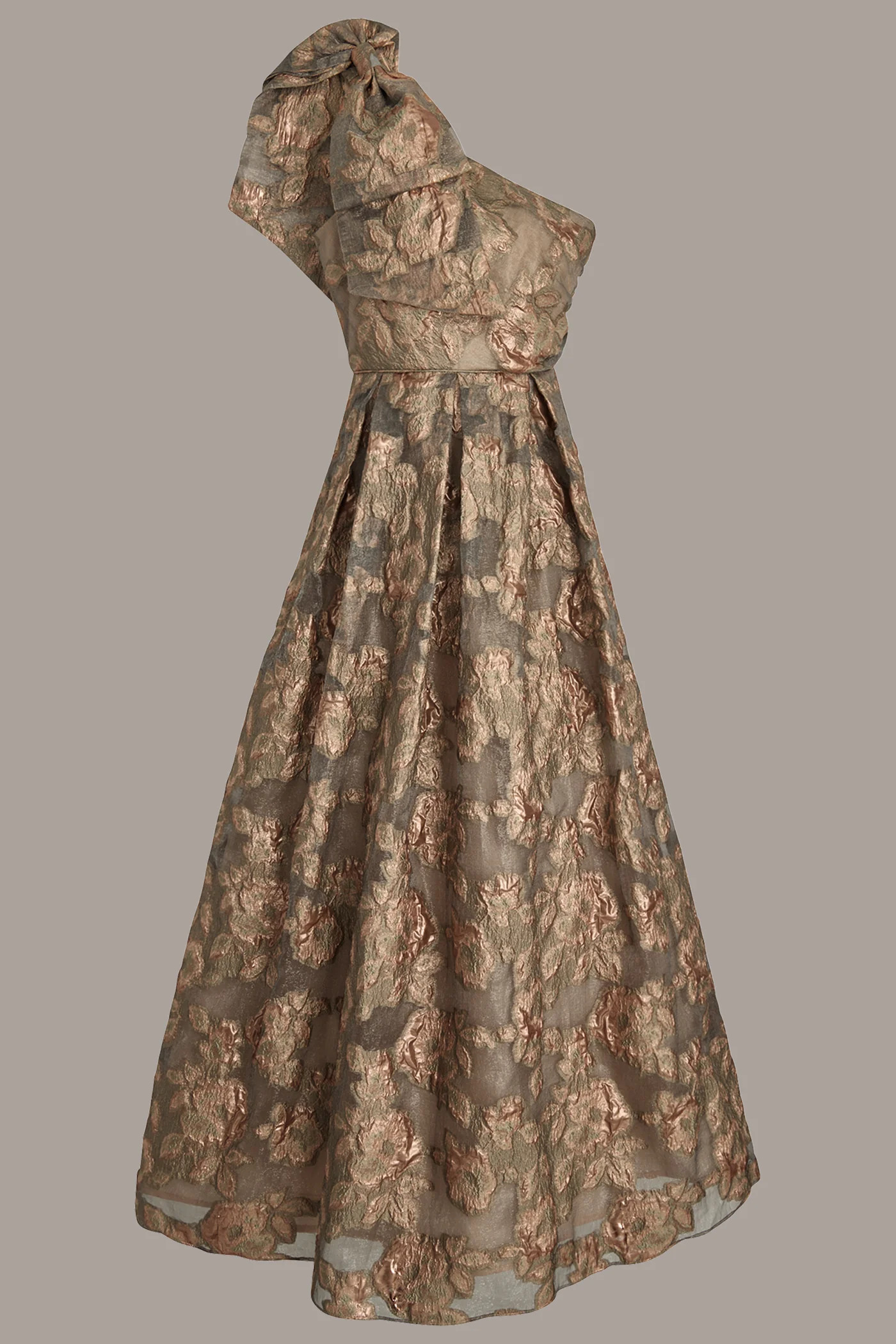 ONE SHOULDER BOW JACQUARD BALL GOWN