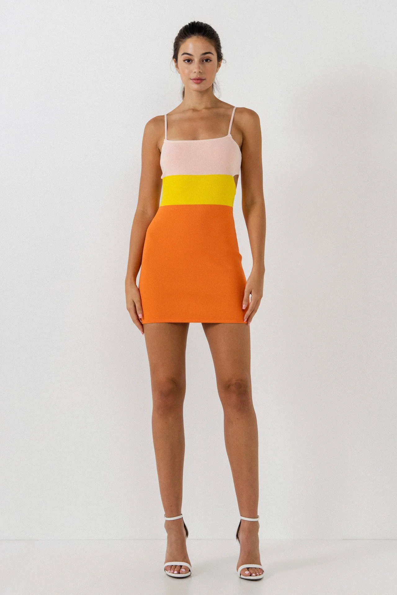 Color Block Cut Out Mini Dress