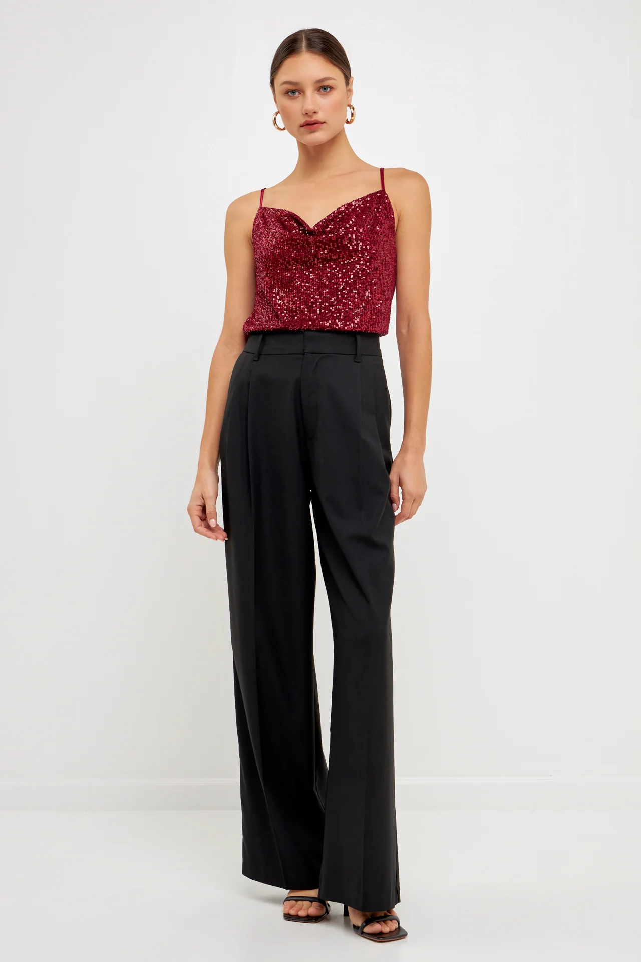 Sequins Cowl Neck Top