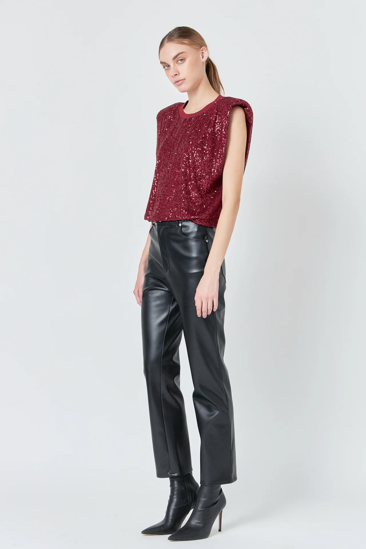 Sequin Shoulder Pad Top