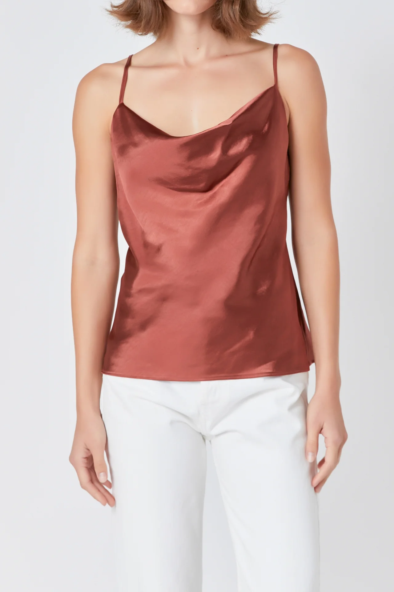 Satin Cowl Neck Top