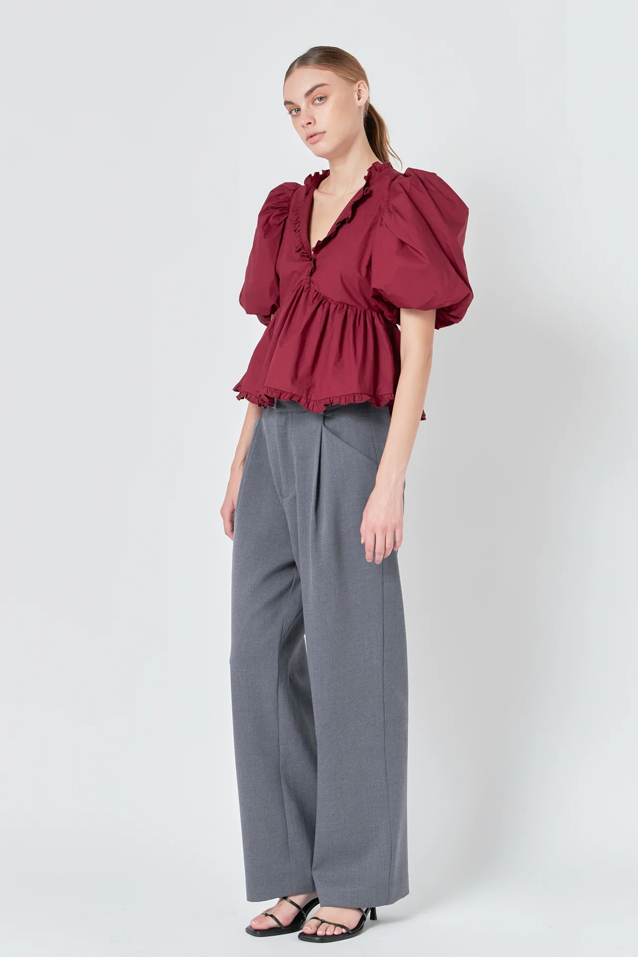 Puff Sleeve Peplum Top
