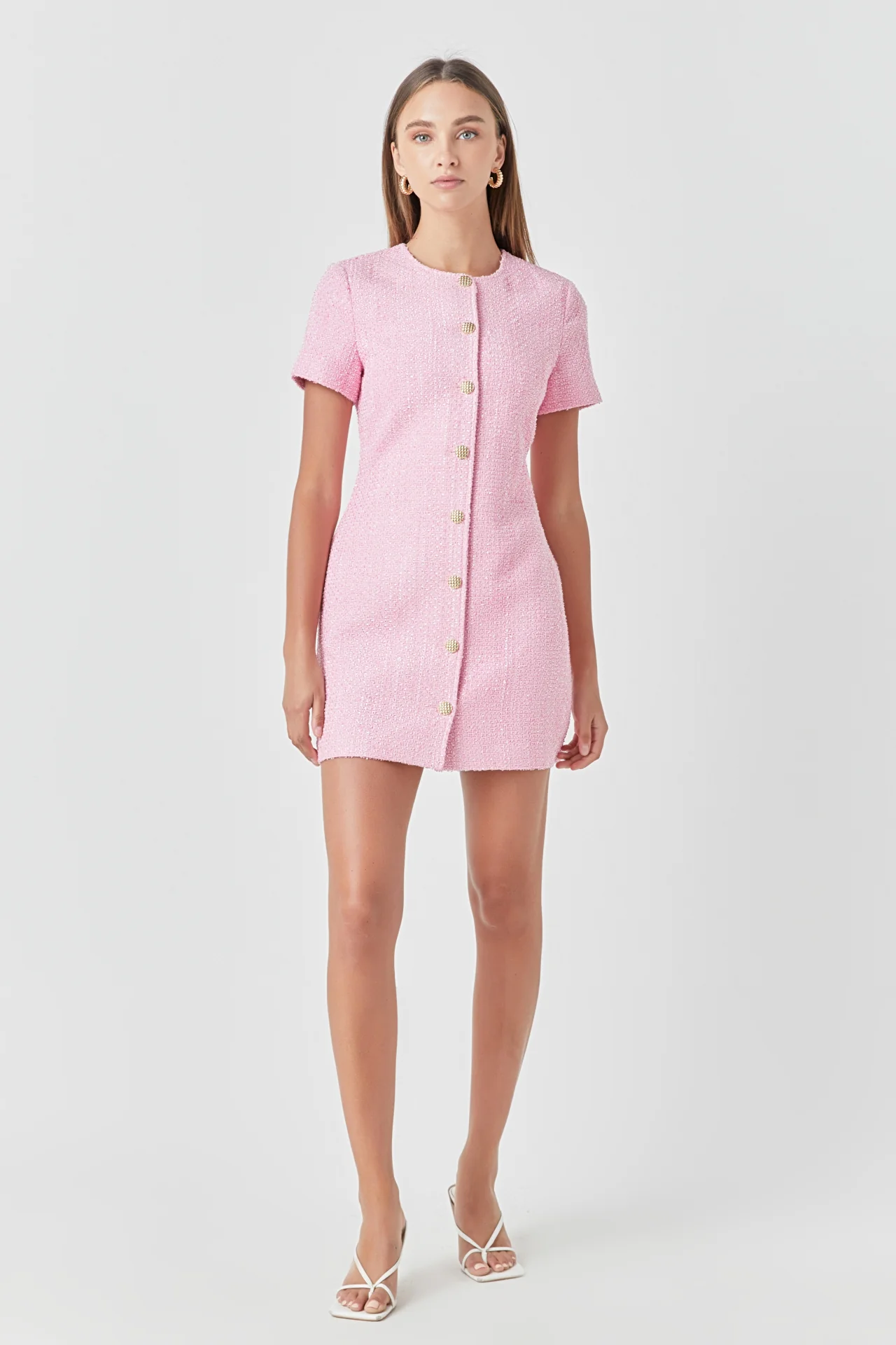 Short Sleeve Tweed Dress