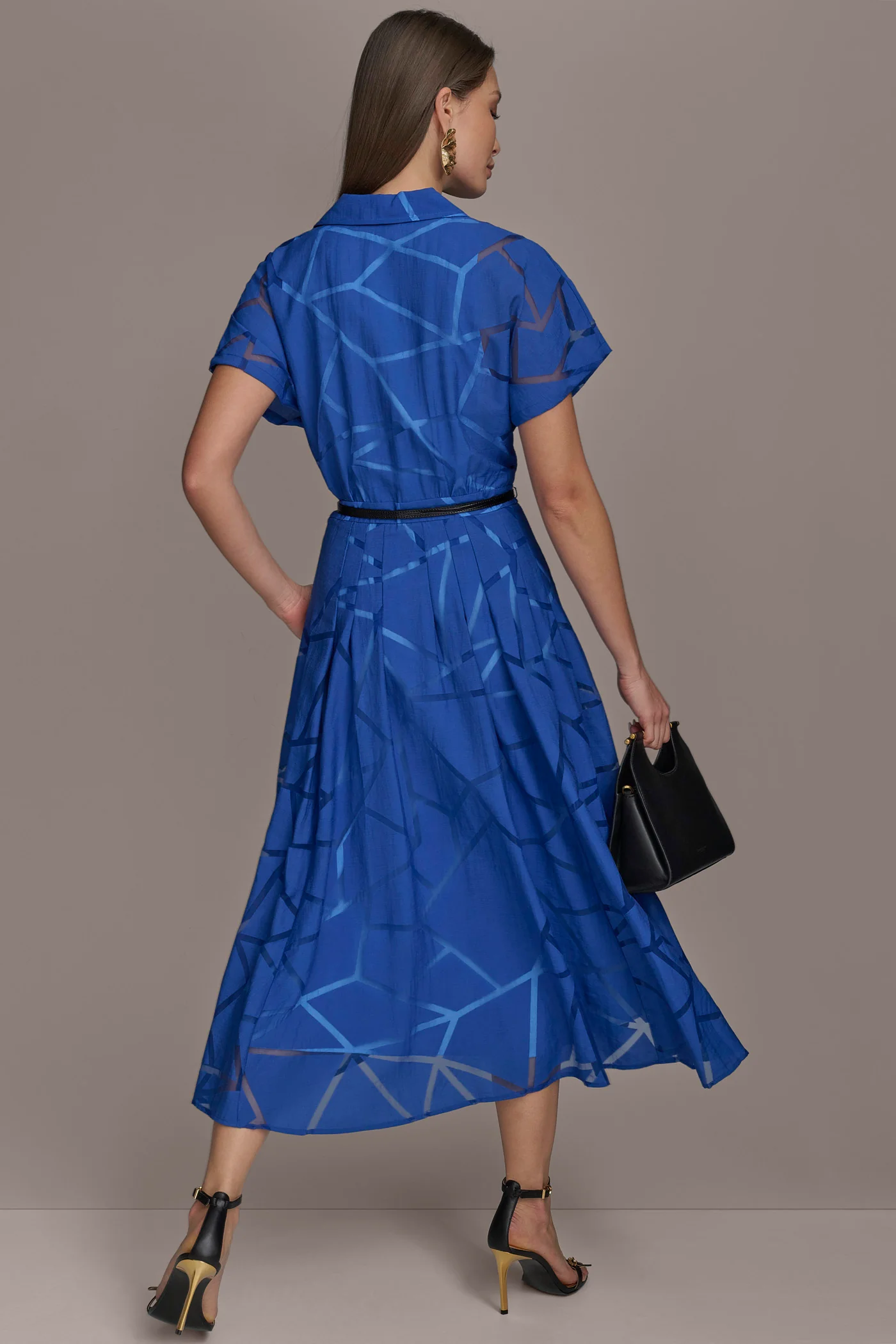 BURNOUT BELTED SHIRT DRESS