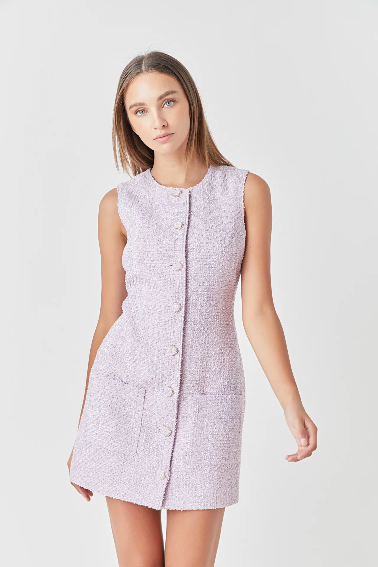 Sleeveless Tweed Mini Dress
