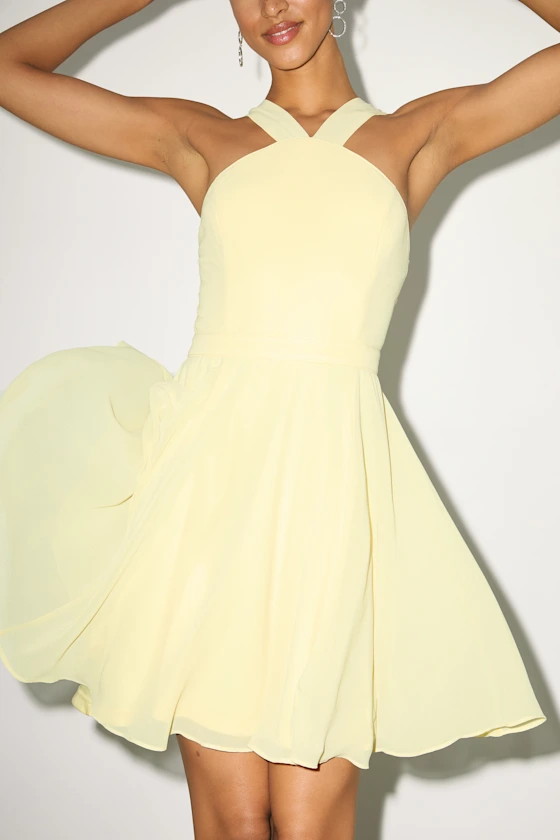 Forevermore Light Yellow Skater Dress