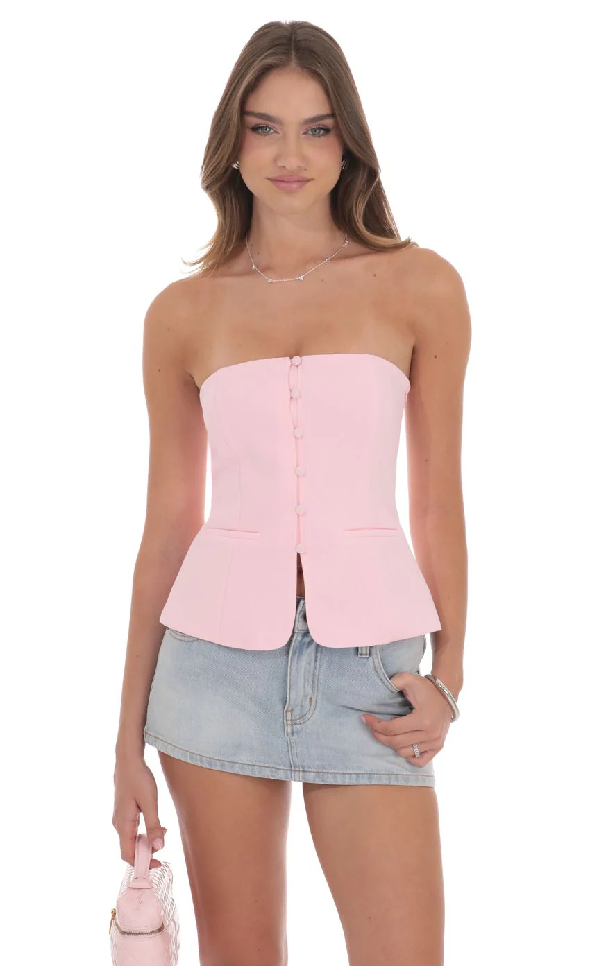 Strapless Tailored Vest in Pink