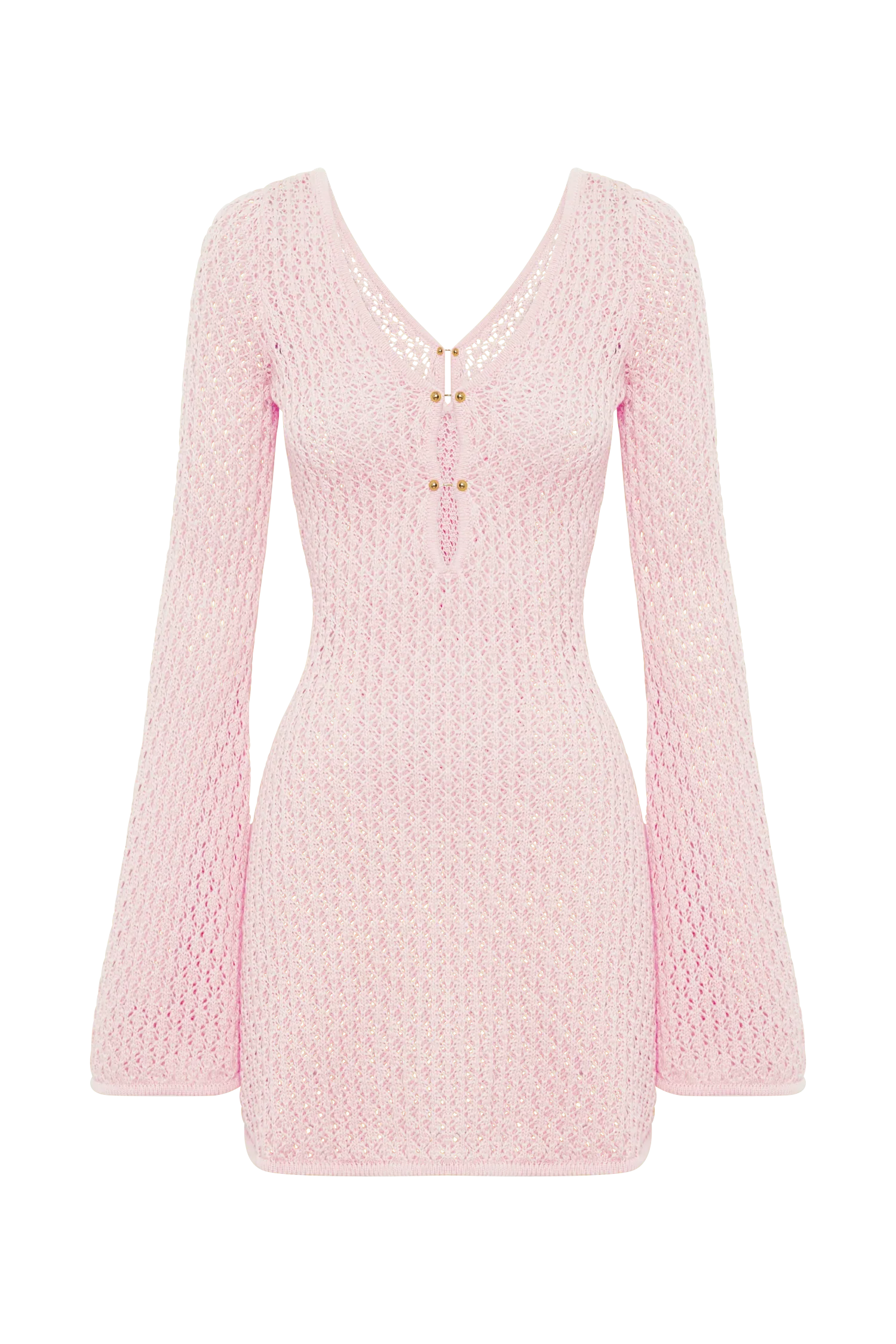 Kayleigh Crochet Knit Mini Dress - Rosewater