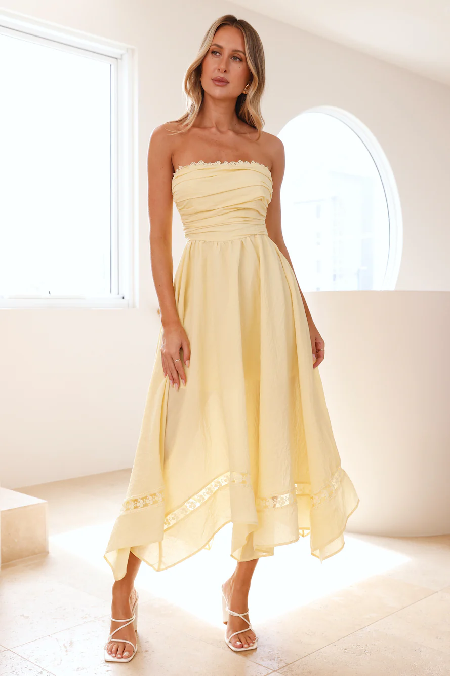 Visit The Moon Strapless Midi Dress