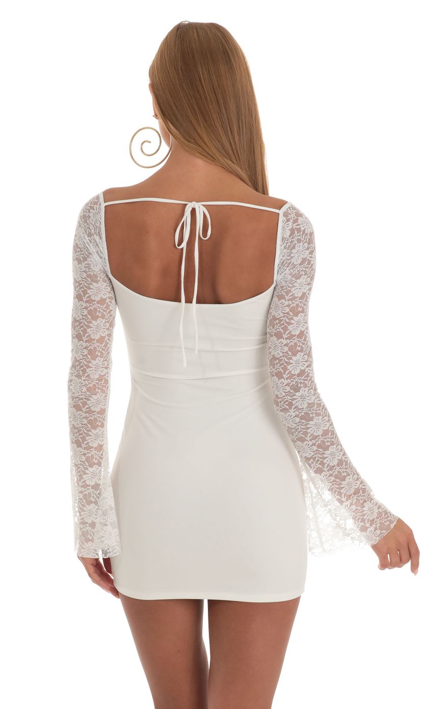 Lace Long Sleeve Dress in White