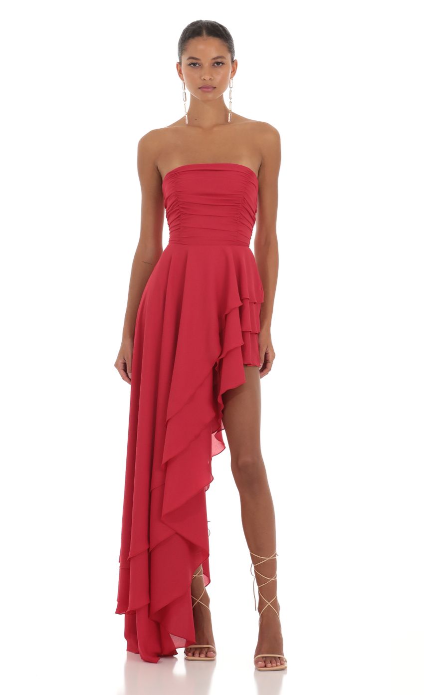 Asymmetrical Corset Dress in Red
