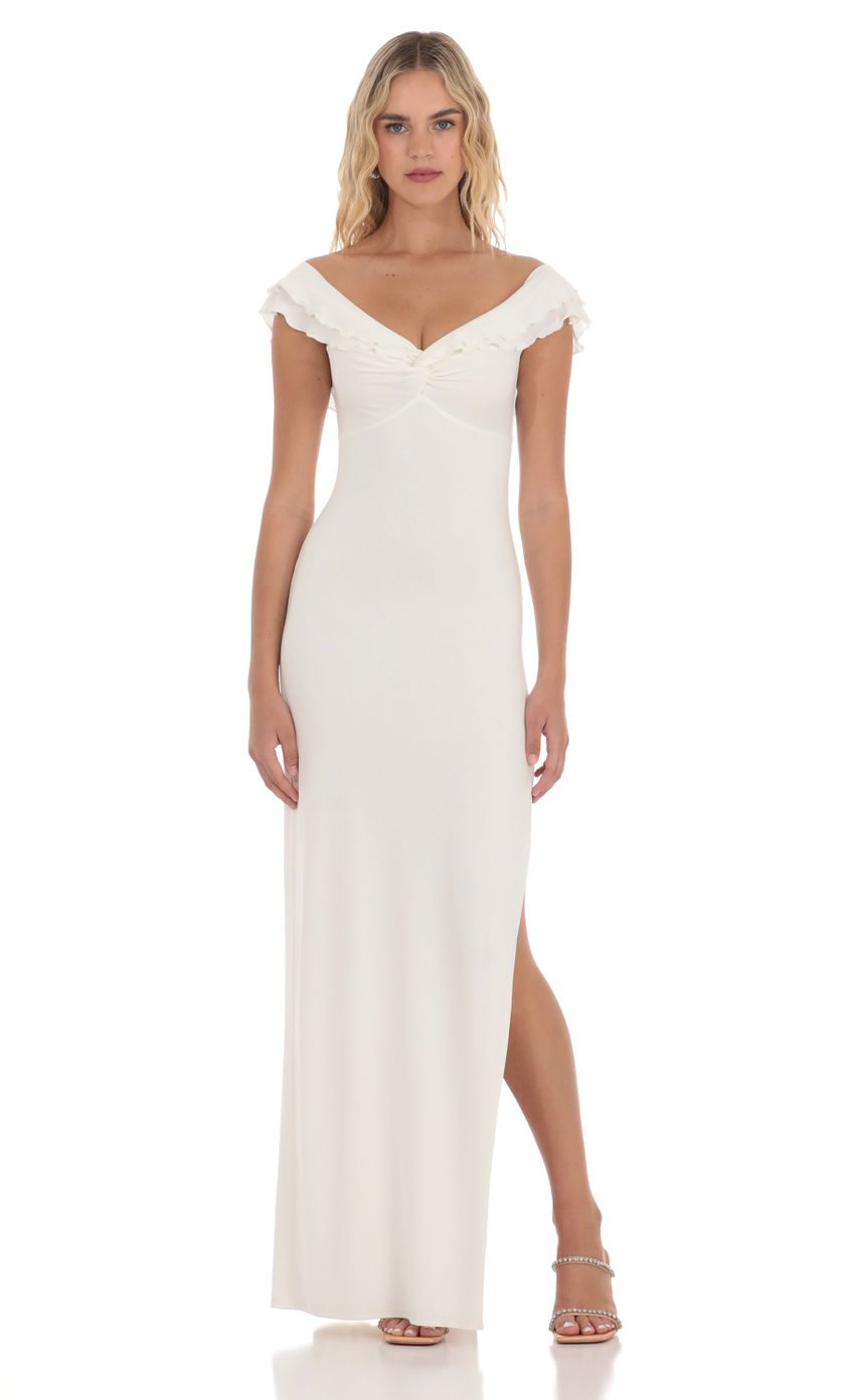 Off Shoulder Twist Maxi Dress in White