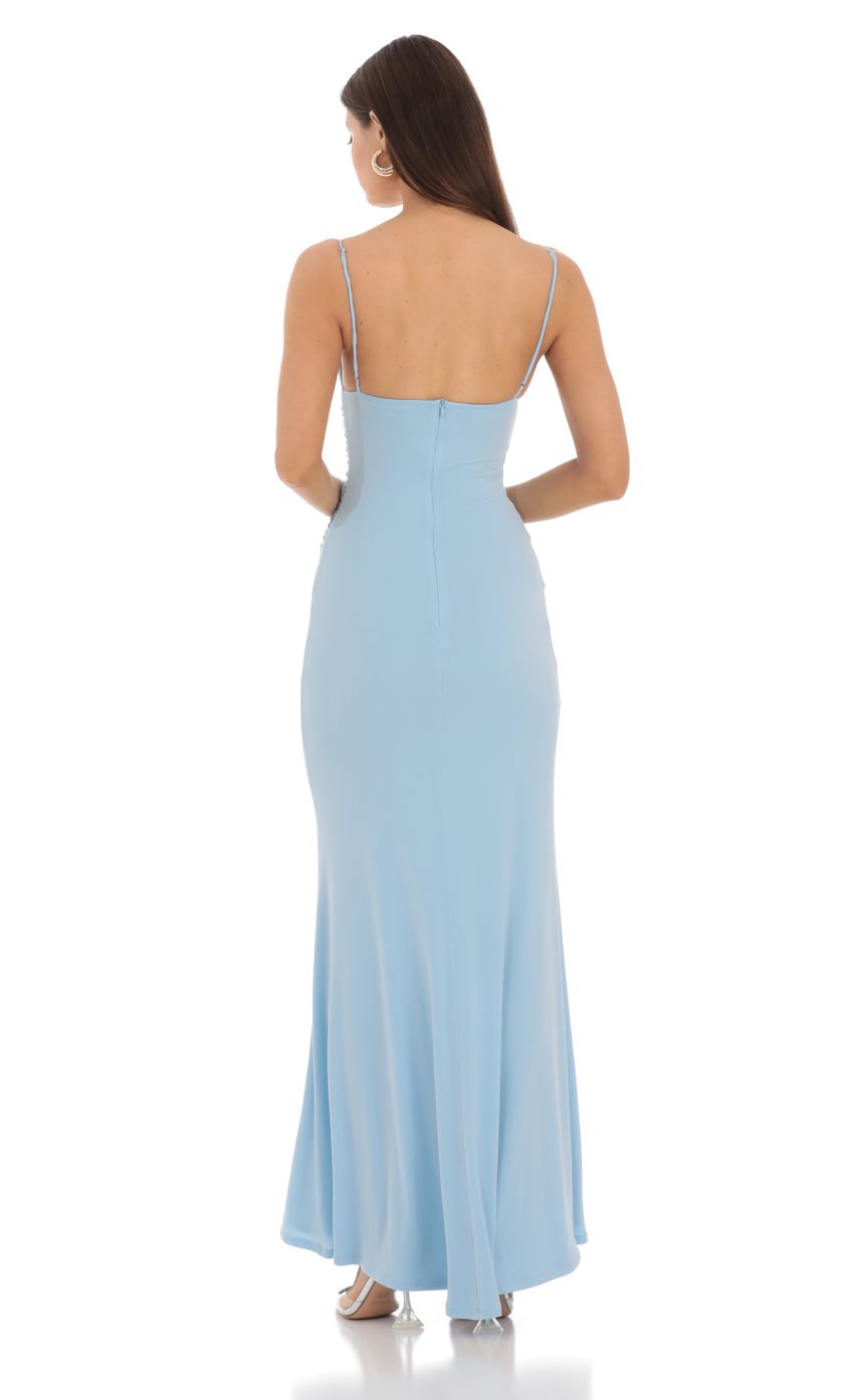 Cowl Neck Mermaid Maxi Dress in Blue