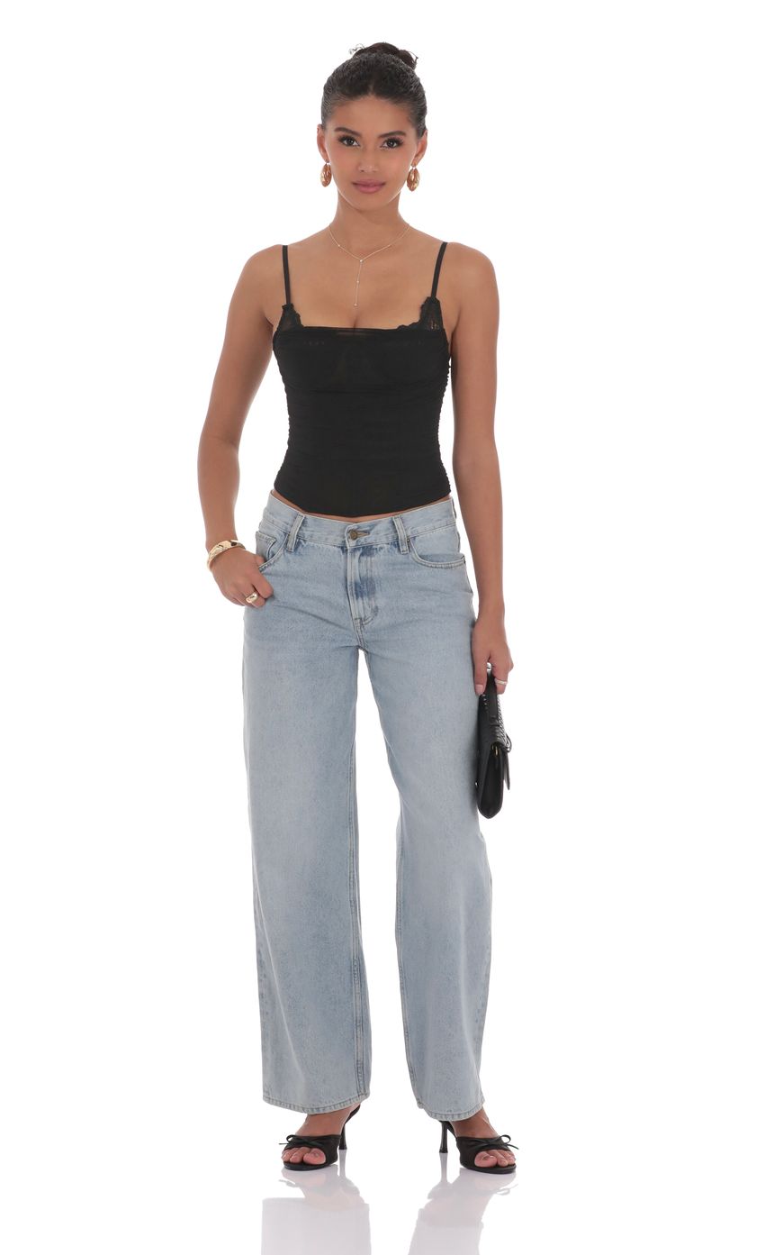 Sheer Mesh Corset Top in Black