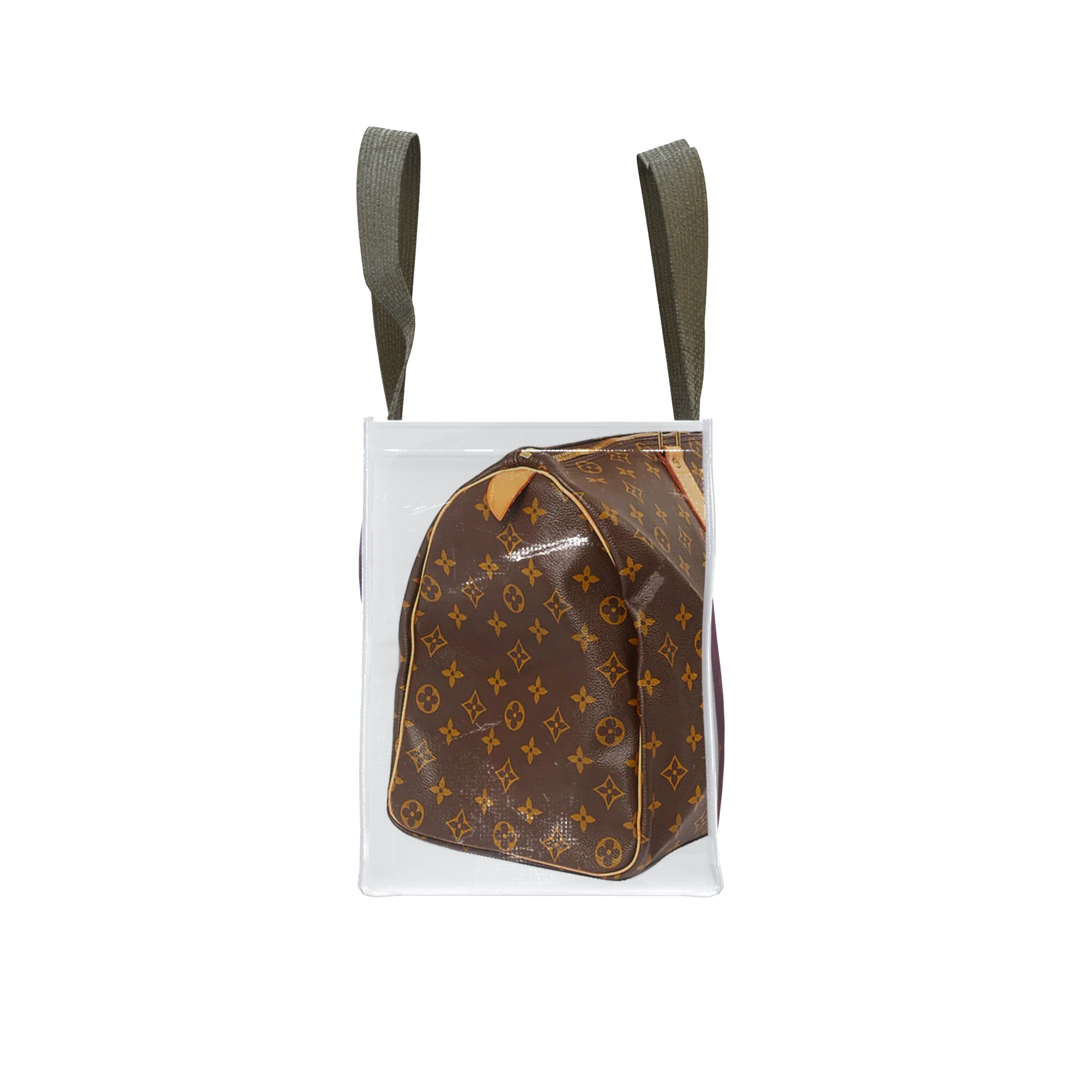 TITA ELVIE duffle Grocery Bag, brown  canvas, large