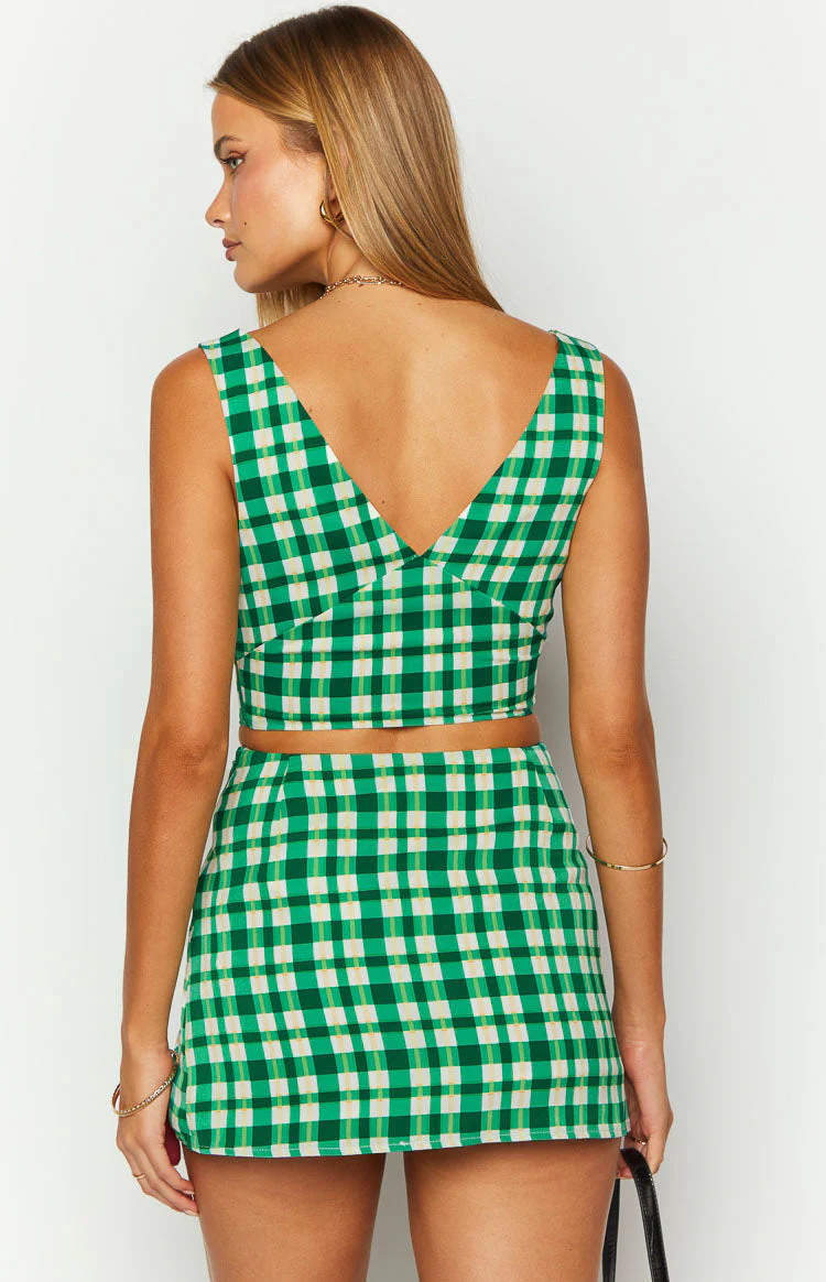 Miranda Green Check Mini Skirt