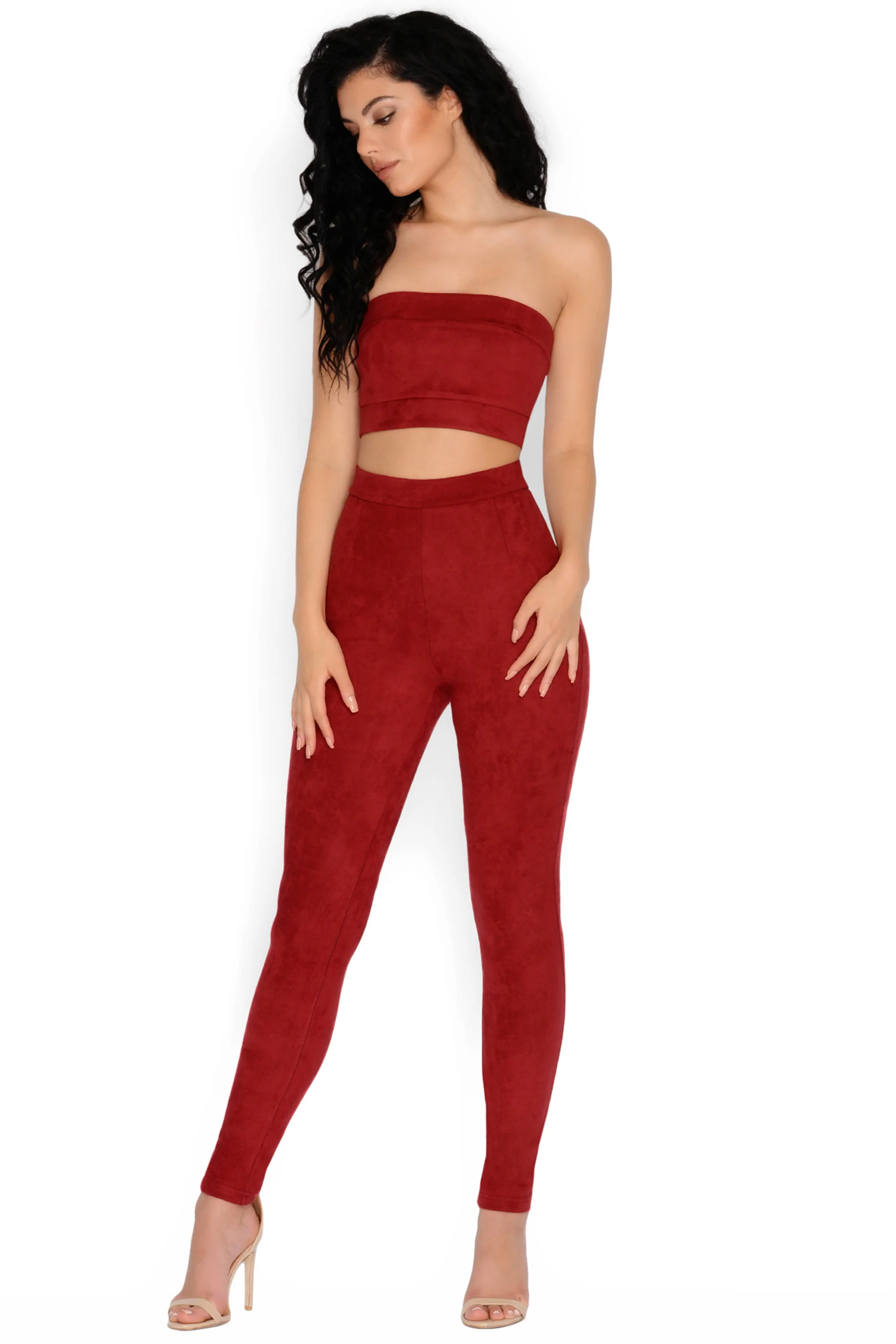 Killin‘ It Softly Suede Bandeau Top in Red