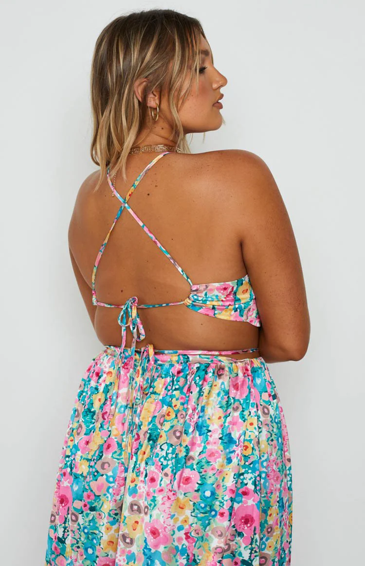 Spring Bouquet Floral Halter Top
