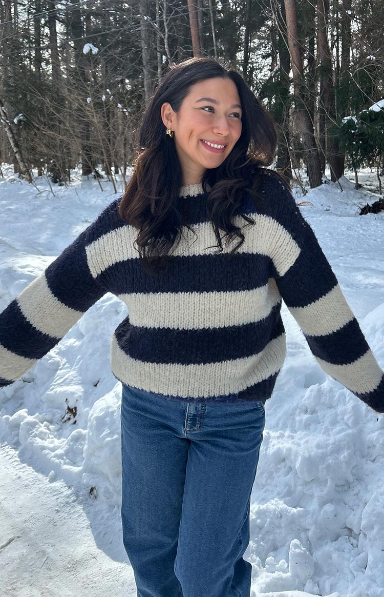 Cotton Candy Navy Stripe Knit Jumper