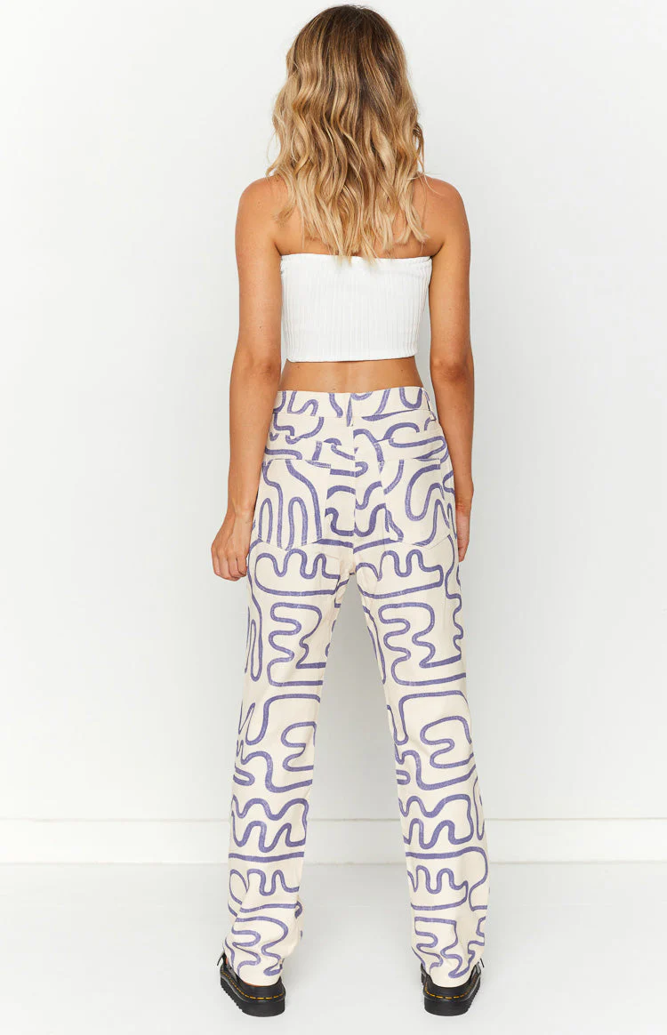 Lester Cream Printed Pants