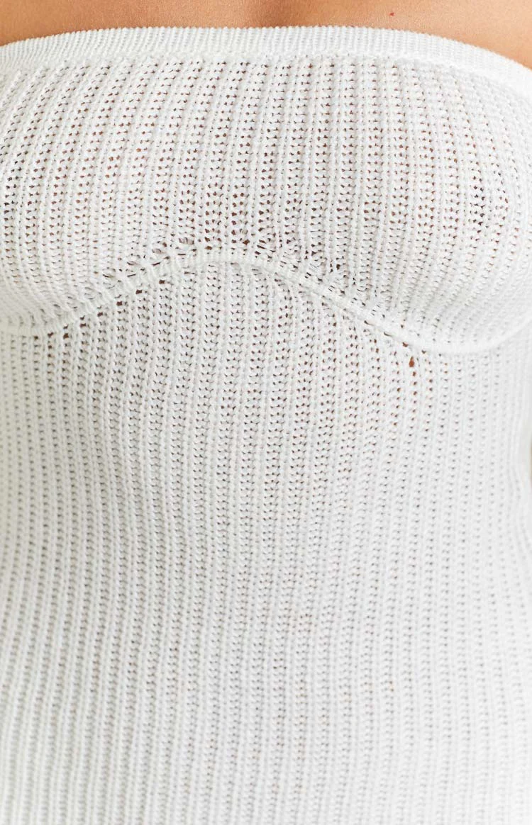 Tasnia White Mini Knit Strapless Dress