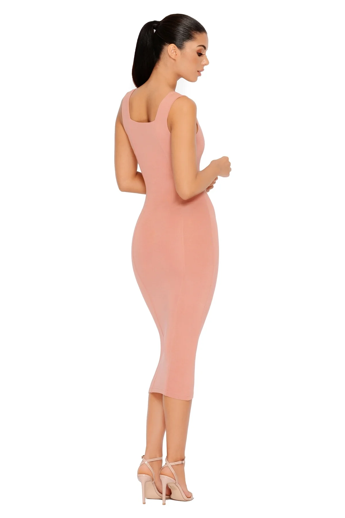 Hip To Be Square Double Layered Midi Dress in Rose