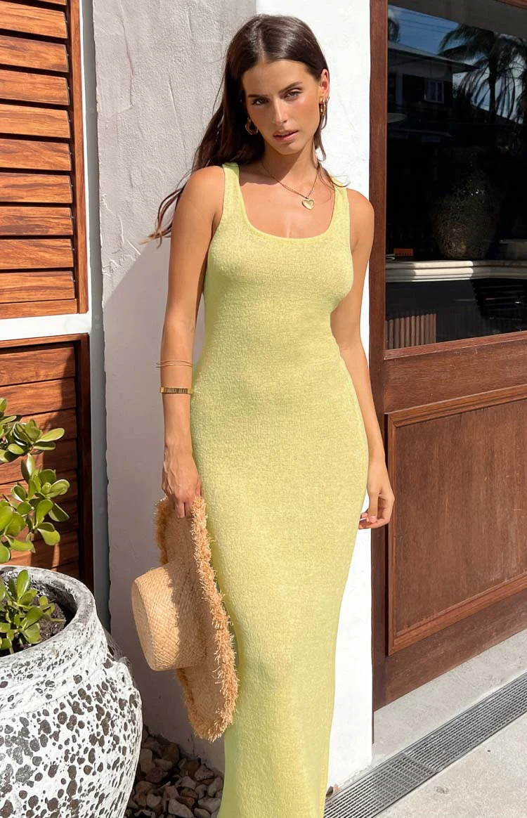 Lottie Yellow Knit Maxi Dress