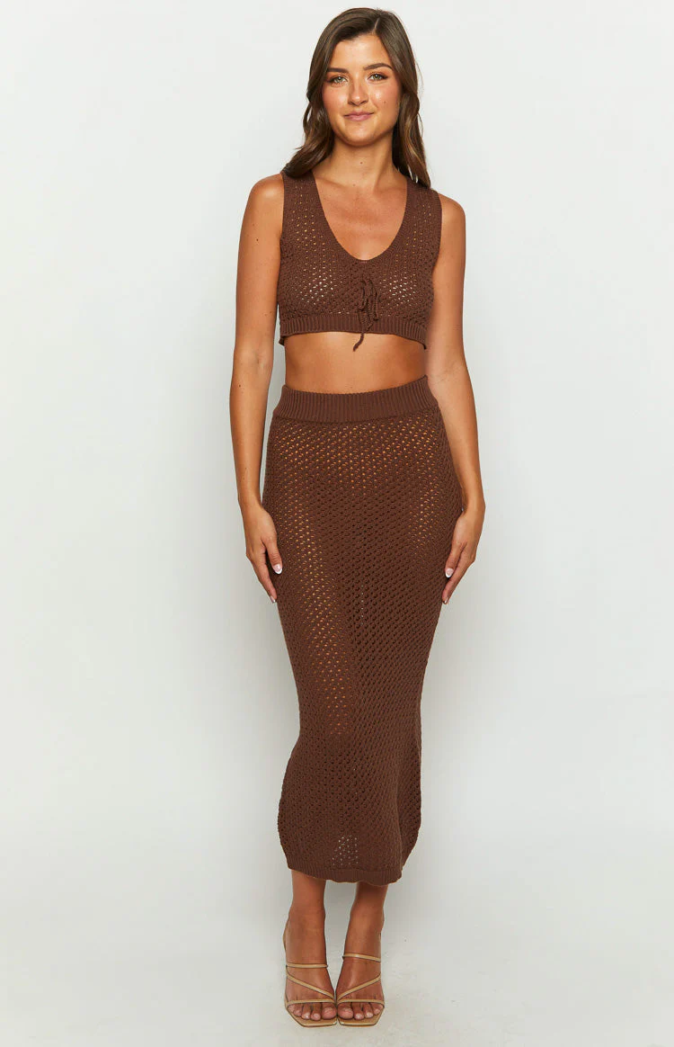 Jimmi Brown Knit Midi Skirt