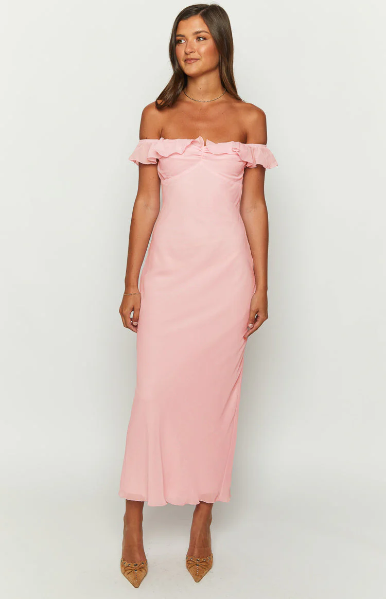 Bellflower Pink Chiffon Maxi Dress