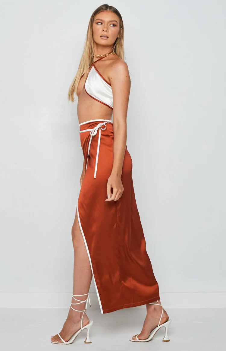Lou Wrap Maxi Skirt Brown