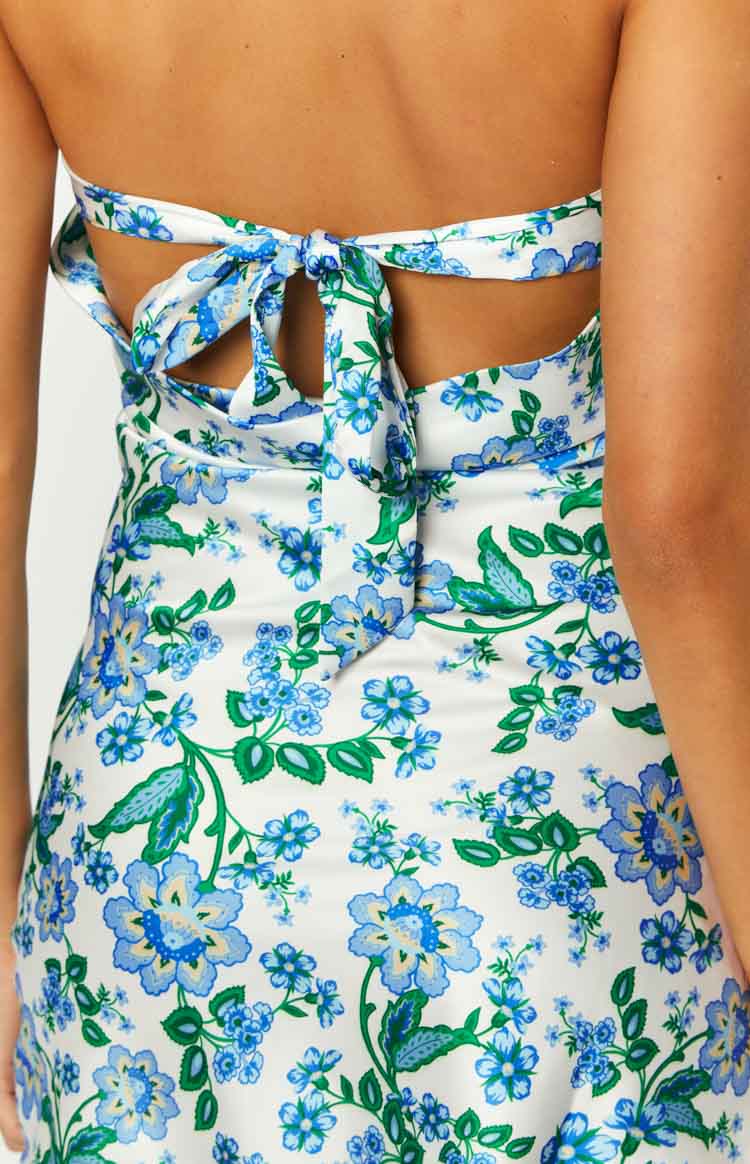 Ellie Blue Floral Strapless Mini Dress