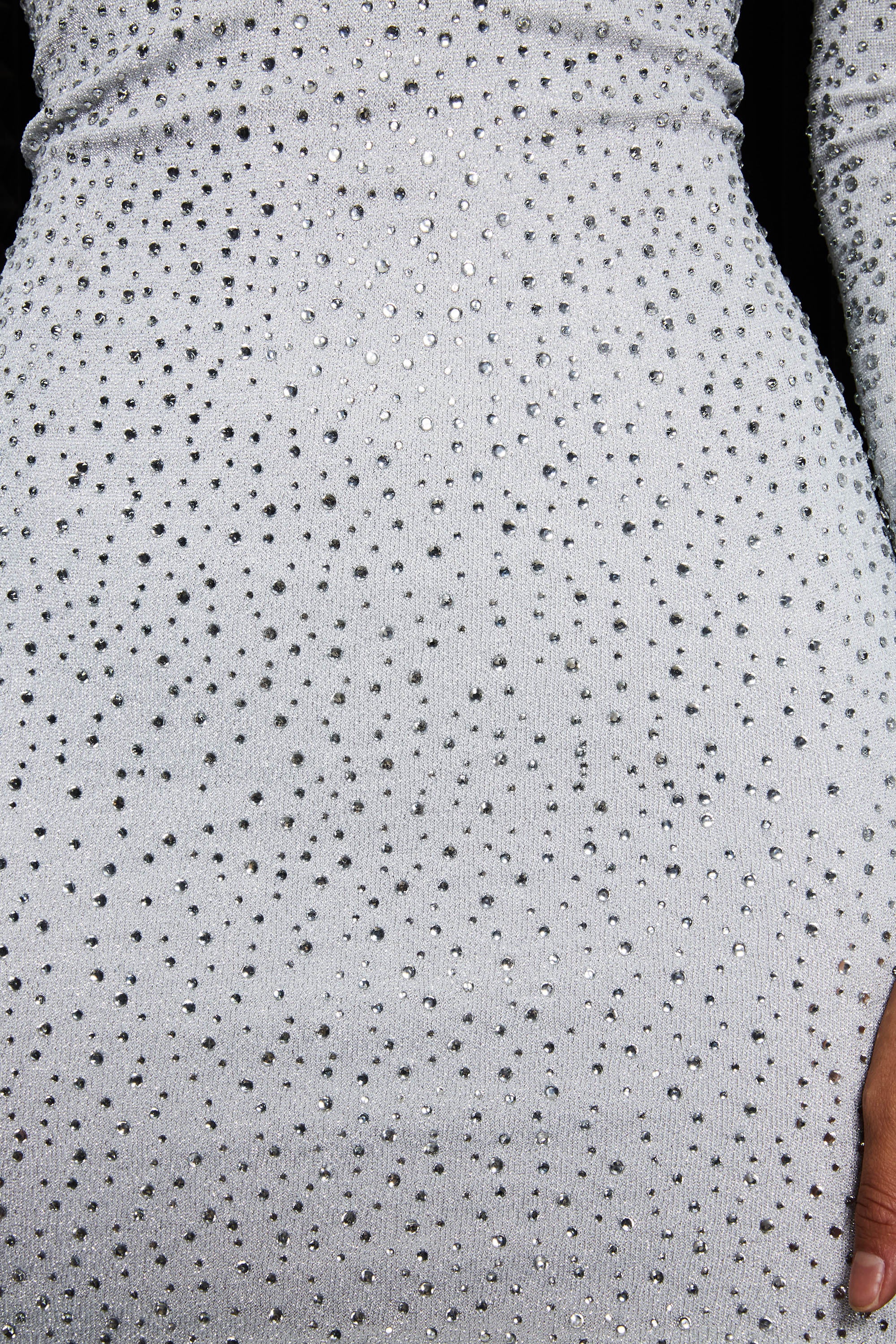 Bright Spark Rhinestone Diamante Embellished Mini Dress in Silver