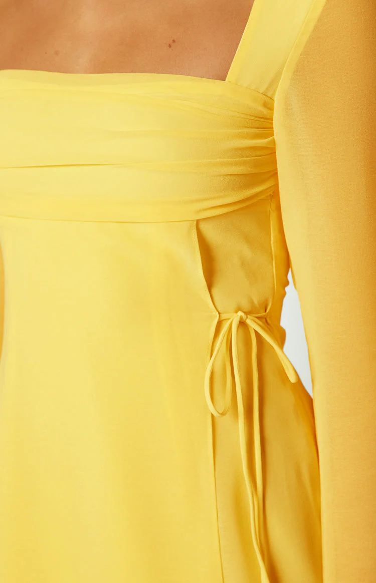 Lucy Yellow Long Sleeve Mini Dress
