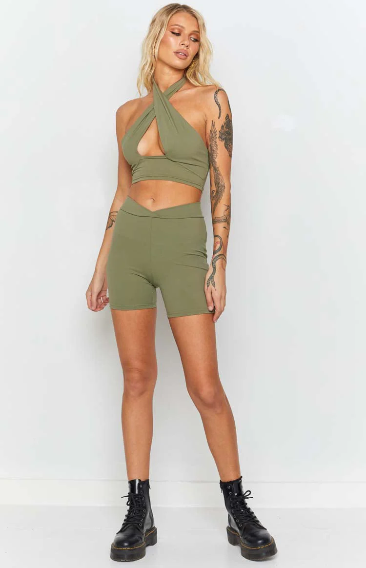 Lost City Crop Top Khaki