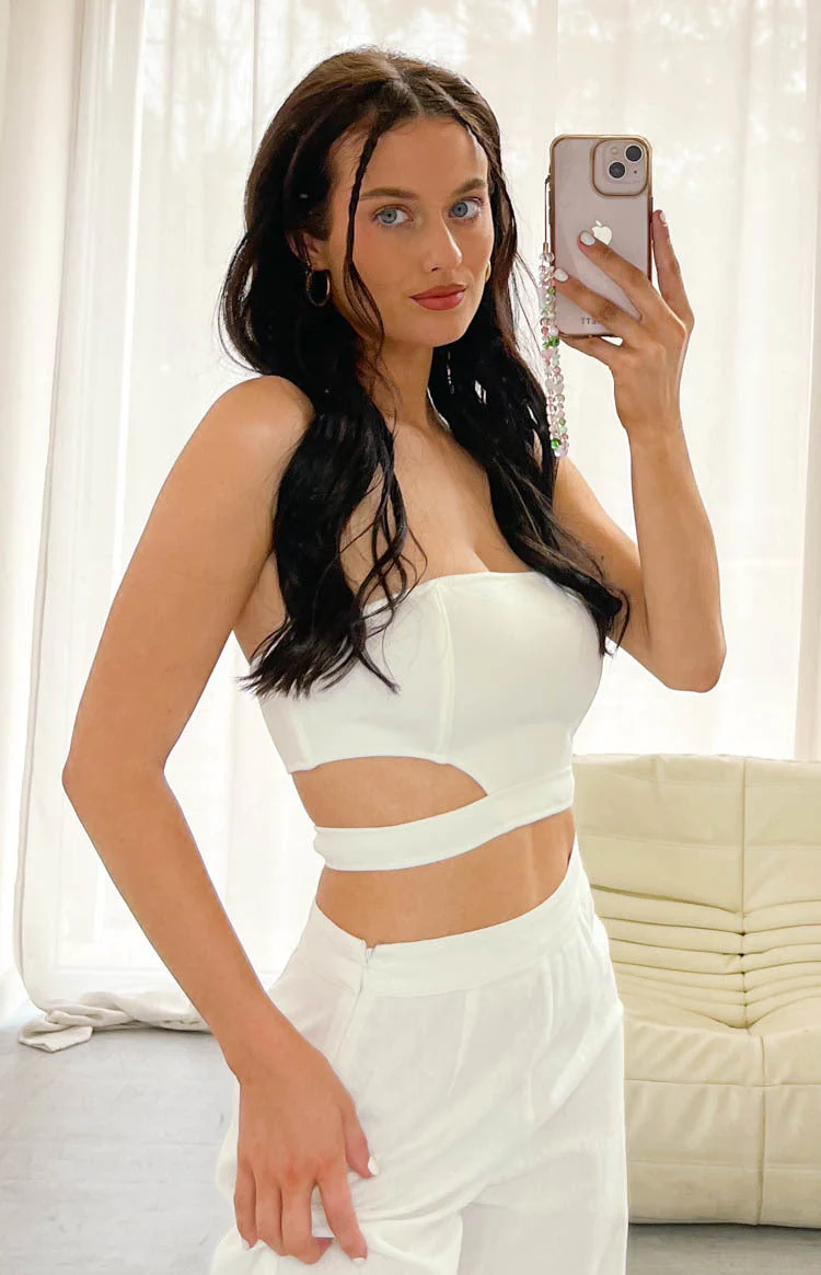 Emerson White Strapless Crop Top