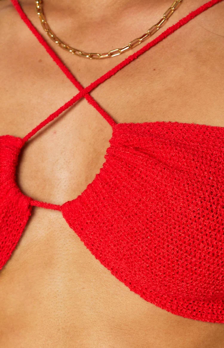 Seoul Red Halter Crop Top