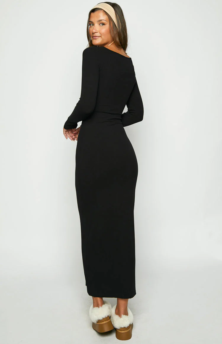 Lily Black Long Sleeve Maxi Dress